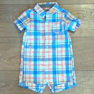 3/$30 Carter's Plaid Short Sleeve Romper - 18 Months